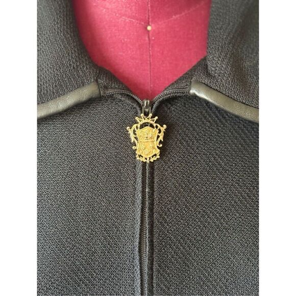 St. John Collection Santana Knit Jacket Blazer Women 12 L Black Zip - Picture 7 of 11